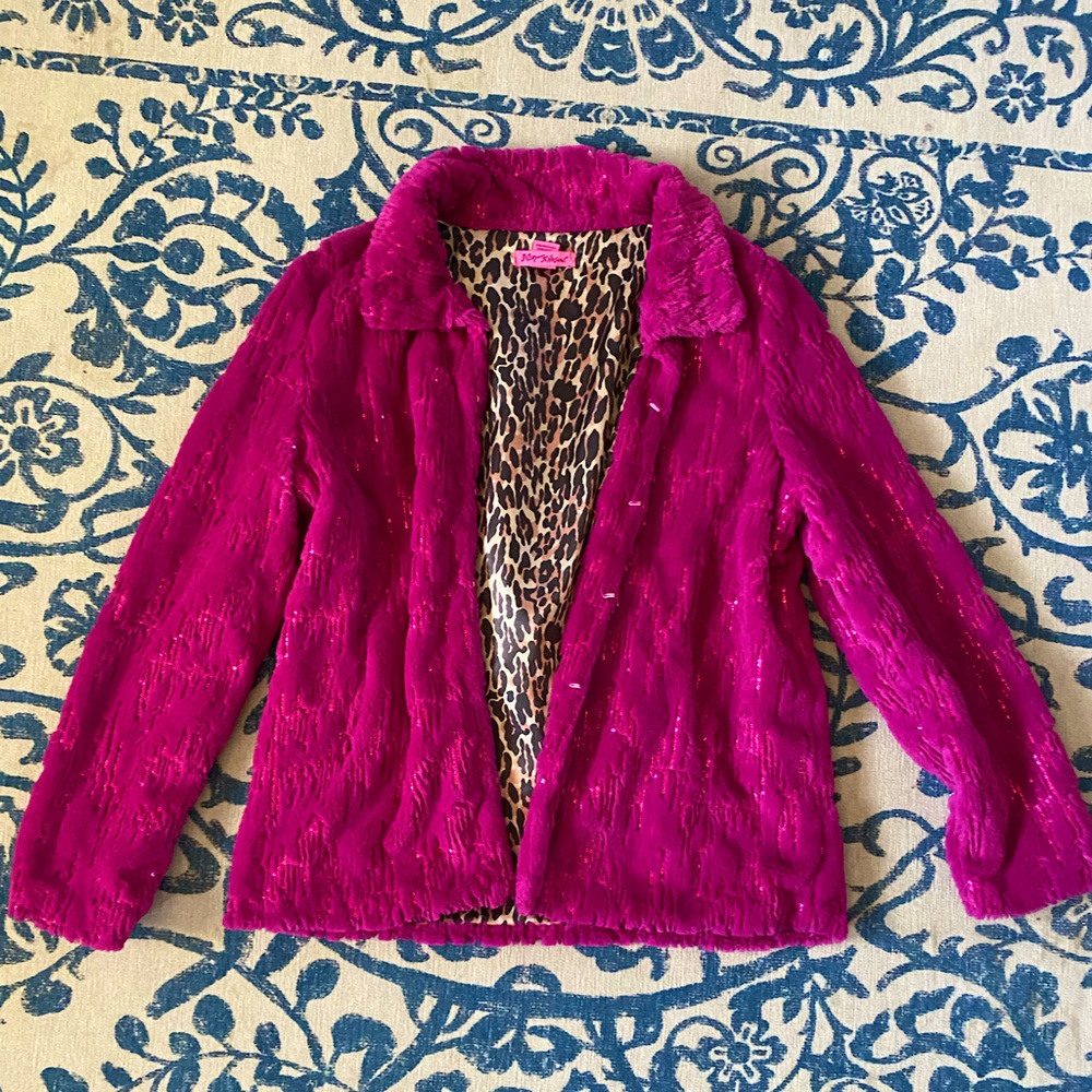 Betsey Johnson Faux Fur Coat Sz L